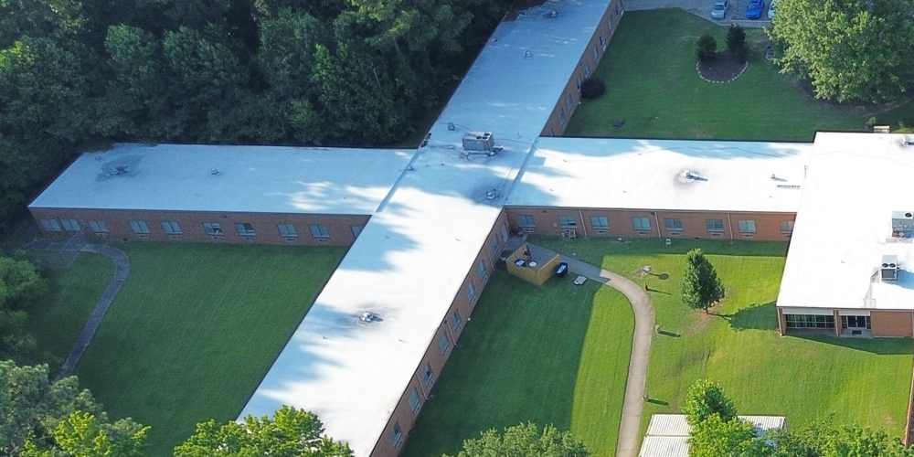 PVC Commercial Roof repaired at Lake City Nursing and Rehab Center, Lake City GA