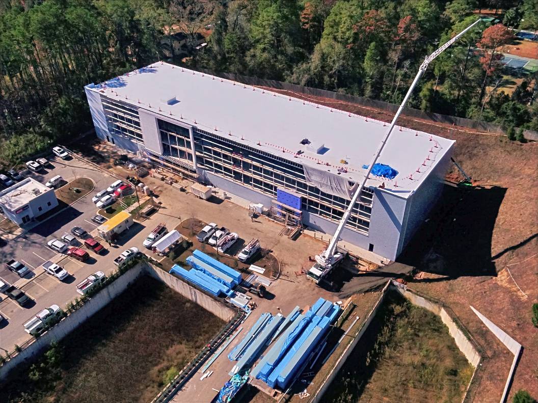 South East Aerial View of Roof Inspection at CubeSmart Self Storage in Tallahassee, Florida