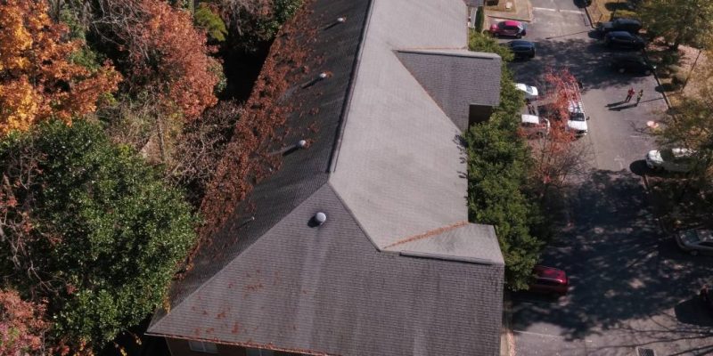 West Aerial View of Roof Inspection at Millwood Professional Office Complex in Tallahassee FL